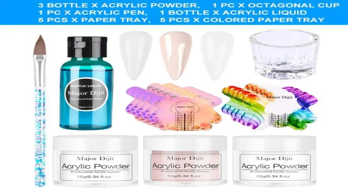 Kit per nail art 16 pezzi forniture per manicure con punte per penna intaglio di polvere acrilica professionale set di polvere per salone Clear Builder Crystal6925599 fai -da -te Crystal6925599