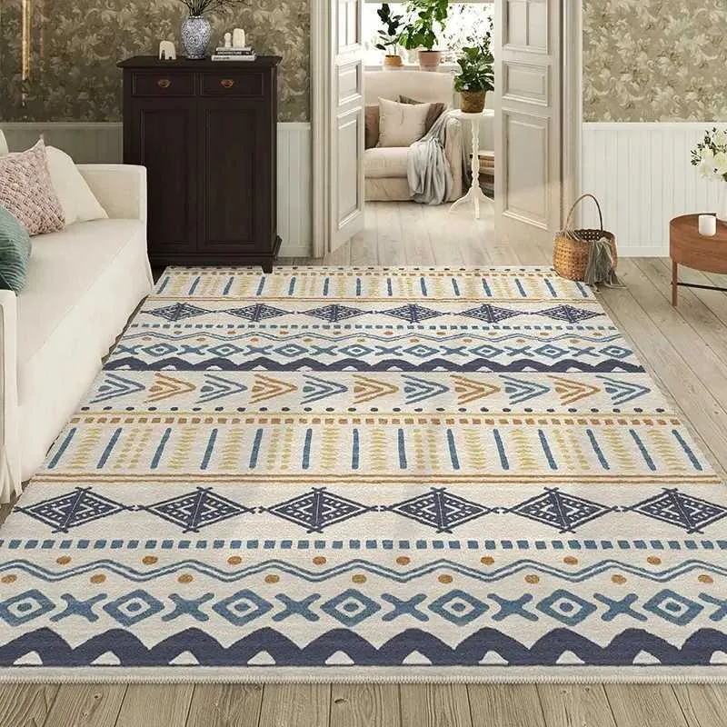 Carpets Bohemian National Style Living Room Decoration Carpet Nordic Bedroom Bedside Planchets Carpets Retro Étude Valette de tapis Soft Fluffy