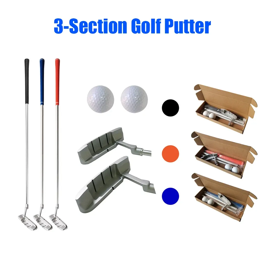 Kluby golf golf po prawej stronie praktyka wkładanie klubu golfowego z 2 piłkami golfowymi Odłączona srebrna głowica pręta Regulowana długość akcesorium golfowego