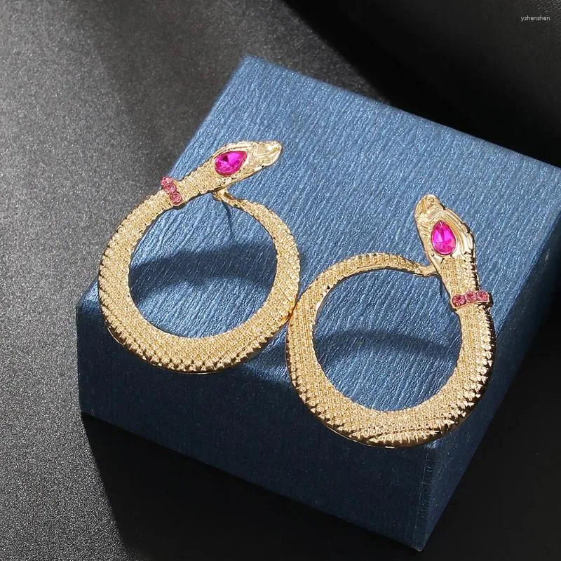 Brincos do garanhão Singa de strass exagerada vintage Snake for Women Personalidade simples cor ouro redondo jóias da moda