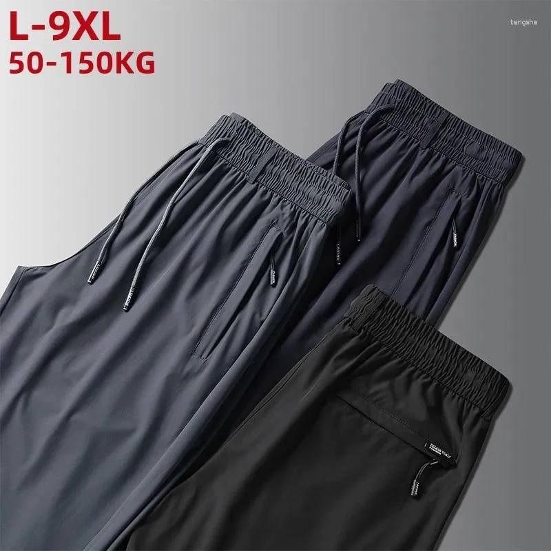 Herenbroek plus maat 9xl 150 kg mannen dun ademende snel droge wandelende buitensport met hoge stretch heren multi-pocket broek