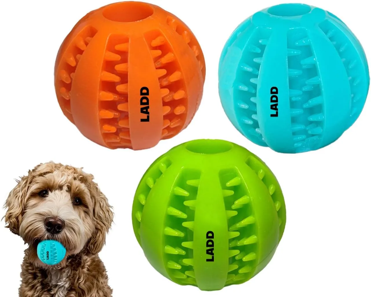 Dog Teething Toy Treat Balls 3-Pack Small Dog Toys for Puppies