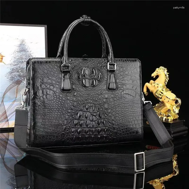 Crocodile Skin Briefcase Genuine Alligator Leather Business Handbag for Men