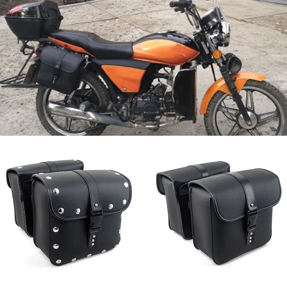 1 pares de bolsas de silla de montar bolsas de silla de montar bolsas para pañales para Sportster Softail Dyna Road King PU Leather Universal 240418