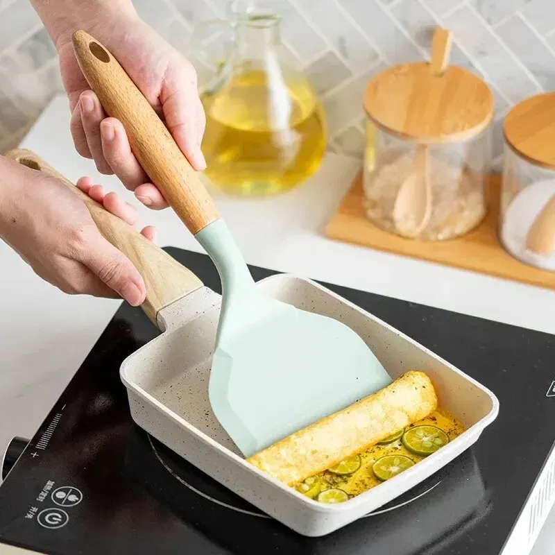 Ustensiles Silicone Spatule Cuisine Ustensiles Boeuf Meat Oeuf de cuisine Brottrage Pizza Pizza Pêne à frire sans bâton Spatule