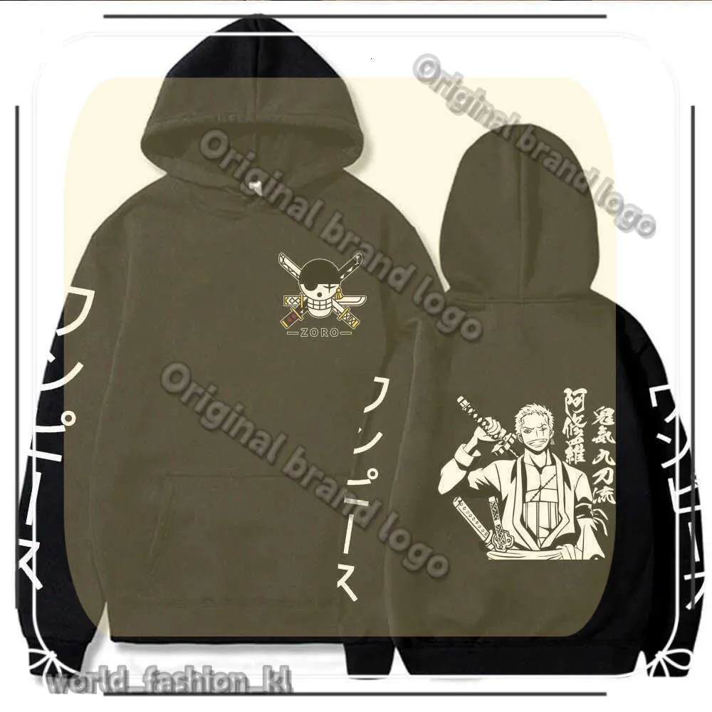 Anime One Piece Desidner Sweat à capuche Cool Roronoa Zoro Pullover Fashion Sweat Hooded Sweat Men's Long à manches longues Streetwear 517