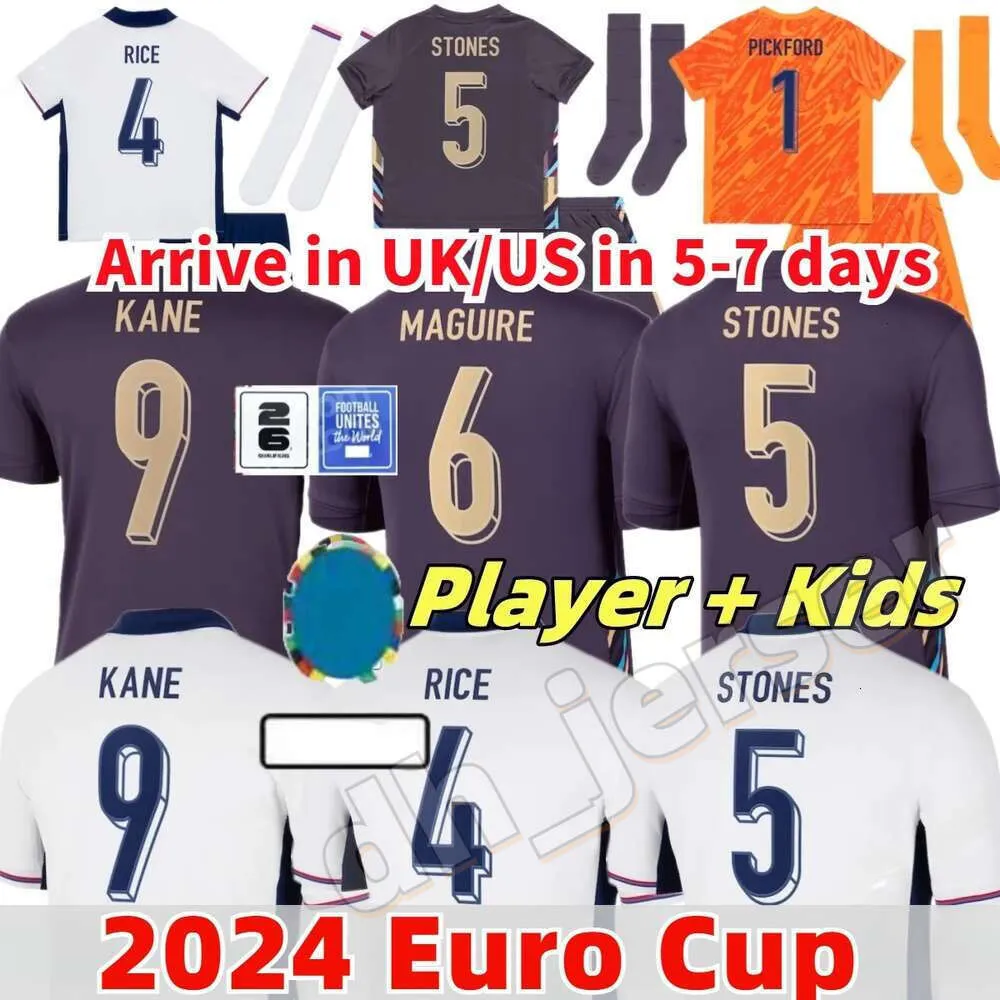 2024 Inghilterra Soccer Maglie nazionale 2024 2025 Shirt da calcio Bianco Bright Kane Sterling Rashford Sancho Grealish Men Kit Kit Rice Football Jersey