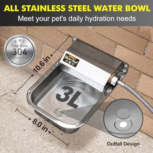 Automatic Water Dispenser For Dogs Outdoor Dog Water Bowl, 304 Stainless Steel Water Feeder For Small To Large Pets, Large Livestock Waterer, Anti-Tipping - Feeding Bowl And Drinking Trough Bowl Price