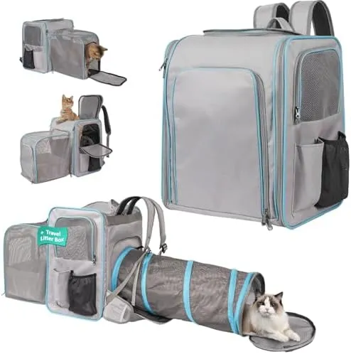 Double Pocket Cat Carrier Backpack - Winter Warm Front Pack For Small Cats & Dogs