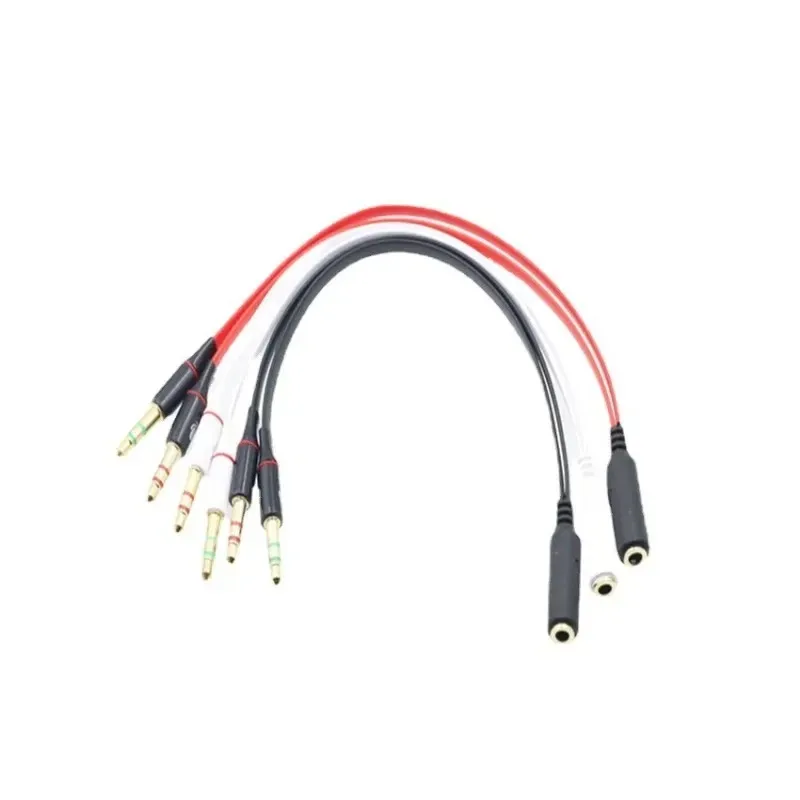 3,5 mm TRRS -adapter 2 mannelijk 1 vrouwelijke mini 3,5 mm aansluiting 4 pin splitter stereo audiomicrofoon platte kabelbus tot 2 3PIN connector