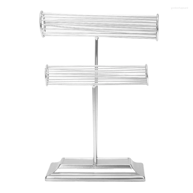Jewelry Pouches 2 Tiers Metal Tower Bracelet Holder Display Stand Desktop Organizer For Home Organization