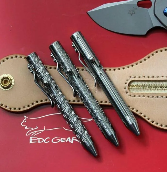 EDC Titanium TC4 CNC Pocket Bolt Tactical Puns Подписание шариковой ручки многофункциональный самооборудование.