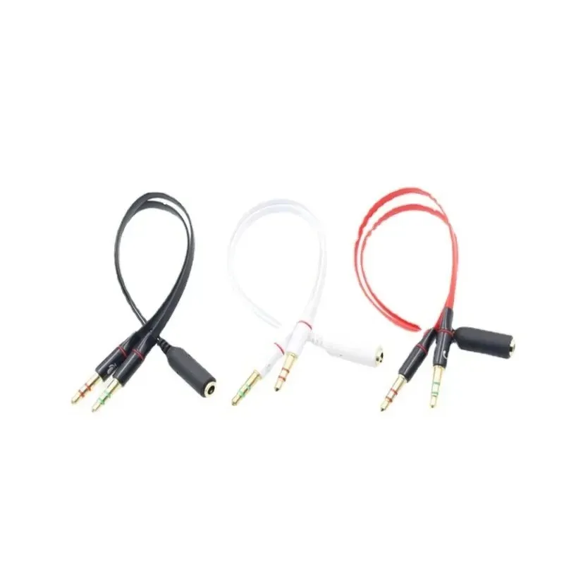 Adaptateur TRRS de 3,5 mm 2 mâle 1 Femme Mini Jack 3,5 mm 4 Pin Splitter stéréo Audio microphone Câble plat à 2 connecteur 3pin