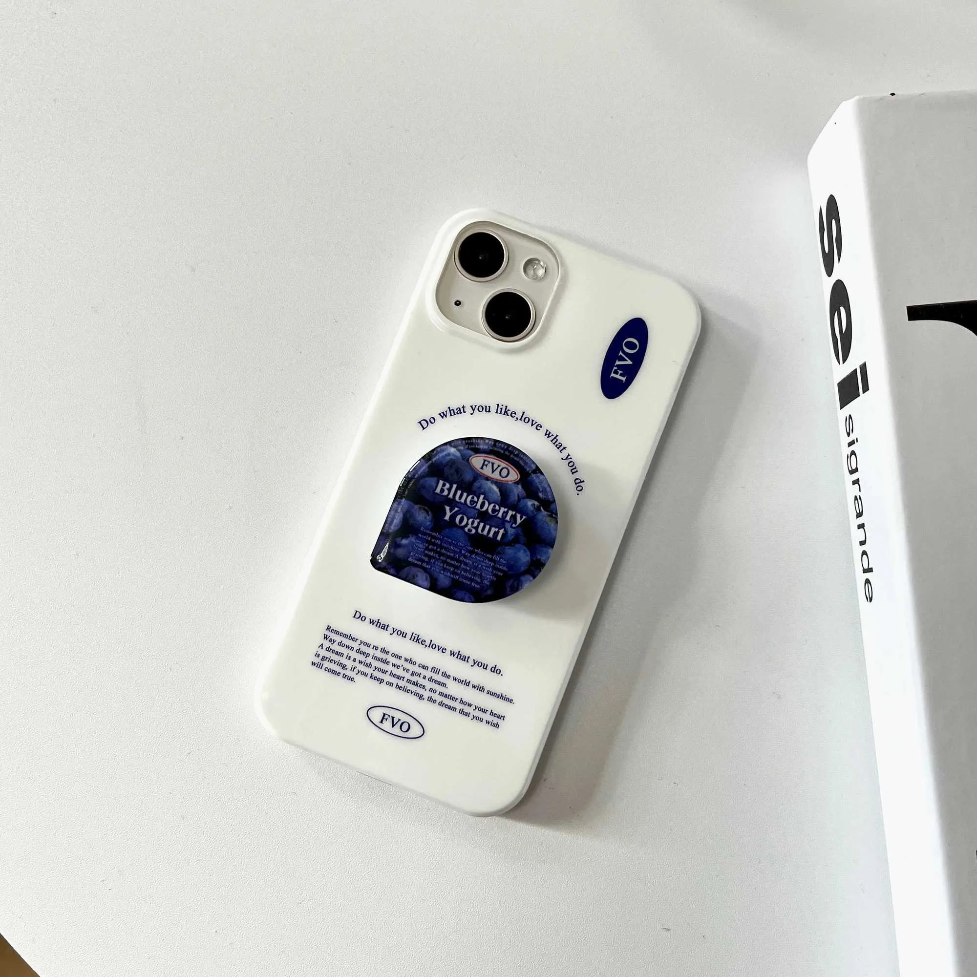 Caisses de téléphone portable Fashion Blue Berry Glossy Stand Case pour iPhone 15 14 13 Pro Max Back Phone Cover pour 12 11 Pro Max xs MAX XR 7 8 Plus CAPA J240426