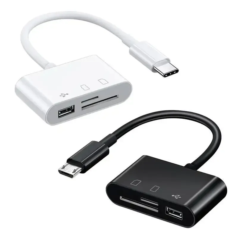 2024 Micro-drie-in-één kaartlezer Android naar TF/ SD/ USB-interface om verbinding te maken met de camera U Disk SD TF-kaart USB 2.0 VOOR CAMERA Connection Adapter