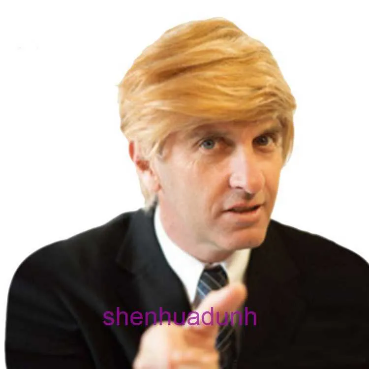 Trump Wig Golden Donald Presidential Mens Short Straight Hair
