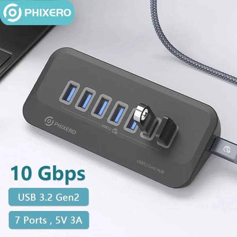 Phixero USB 3.2ドッキングステーションハブ10GBPSスプリッタースイッチドックマルチポートSDカードソケットソケットSOCTER PCラップトップ3.0 240418用GEN2