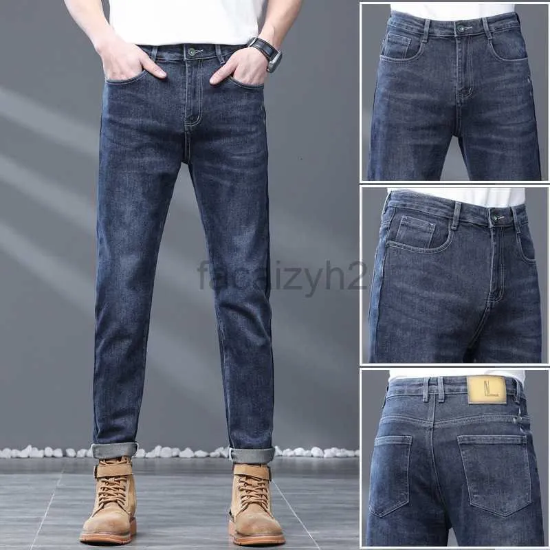 Herren Jeans Frühling und Herbst Neue Männer Jeans Edition Jugend Slim Fit Elastic Blue Blue Small Straight Herren Jeans Plus Size Hosen