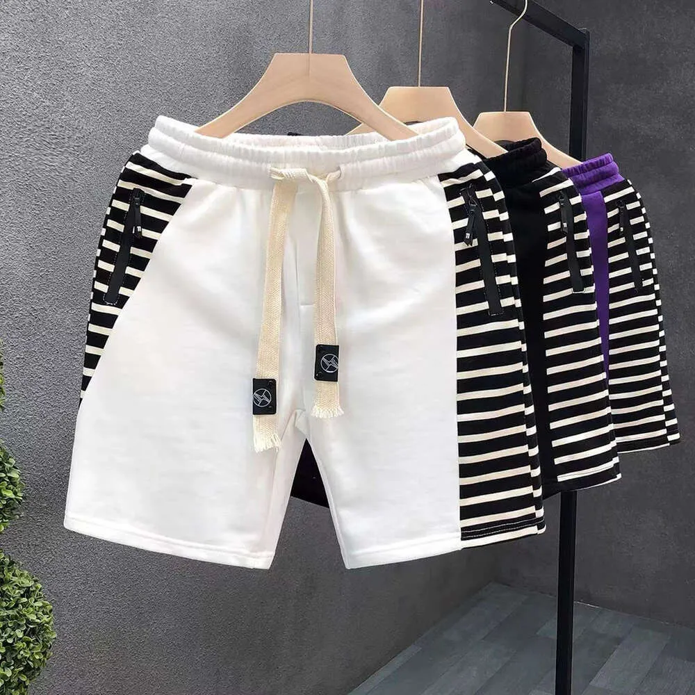 Spleiß gestreifte personalisierte Shorts für Sommersporthosen für Sommer, neue Herren -Trends -Mode -Kumpelhosen