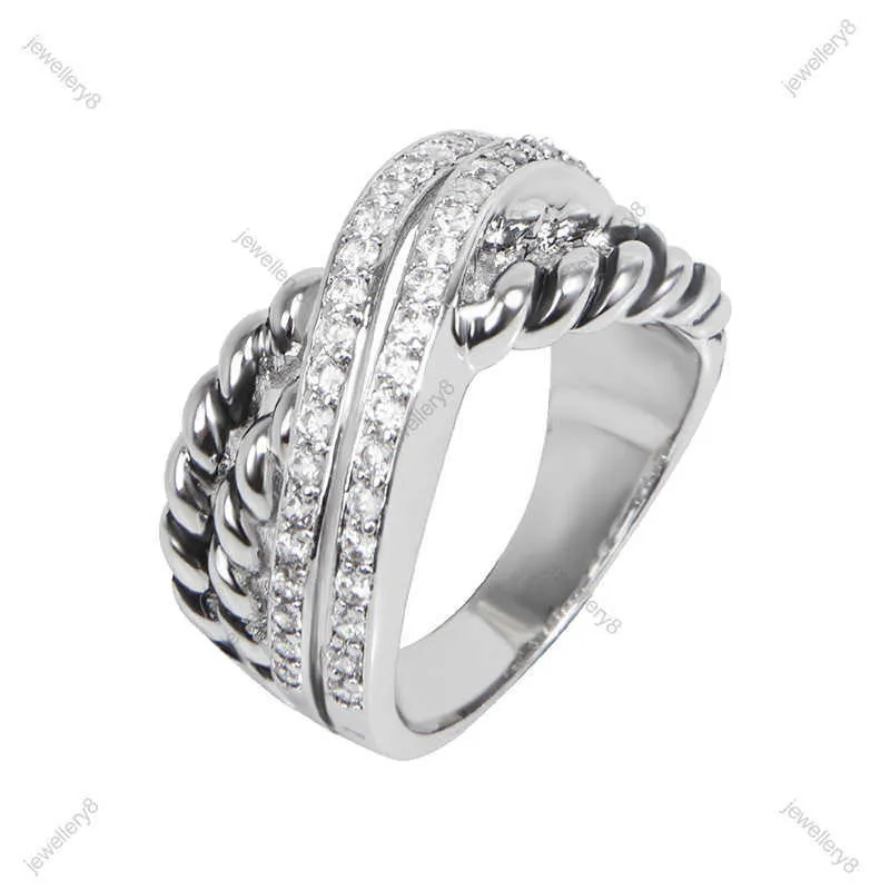 Moda Dy Men Pierścień Ring Pierścień dla mężczyzn Designer Jewelry Silver Vintage X w kształcie pierścienia Dy Mens Luksusowy biżuteria GI