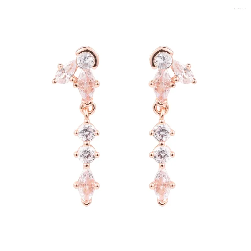 Gestüt Ohrringe Qandocci 2024 Winter Pink Sparkling Herbarium Cluster Drop Ohrring für Frauen Authentische 925 Silber Modeschmuck