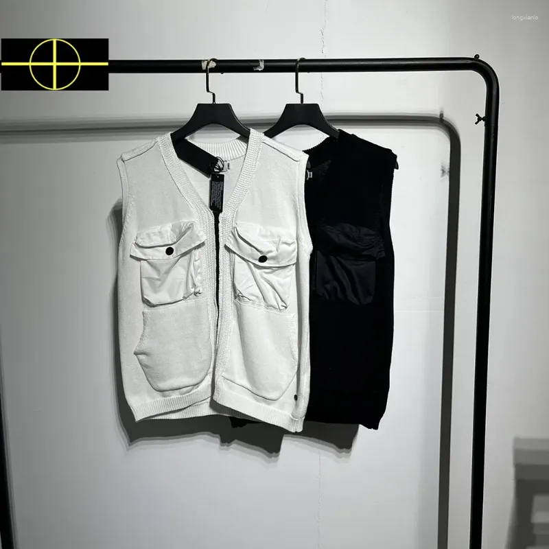 Men's Sweaters 2024 Cotton Cardigan Men Women Waist Patch Embroidery Casual Knitted Zip Sleeveless Knit Vest