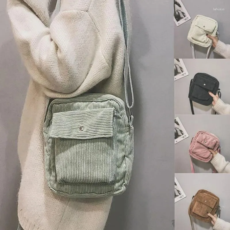 Bag corduroy college stil axel messenger väskor mini crossbody for women student flicka koreansk version flap