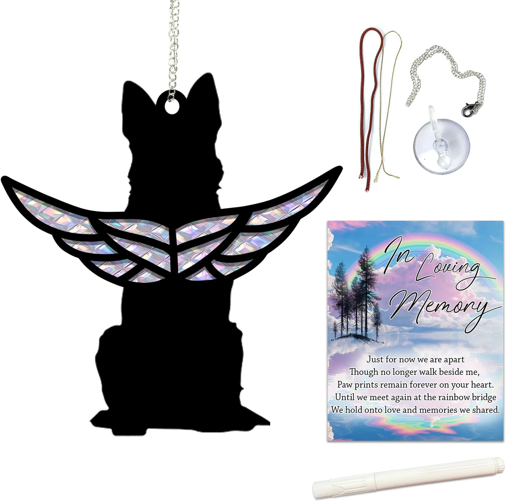 Personalized Dog Memorial Suncatcher - Shepherd Angel Wings Ornament ...