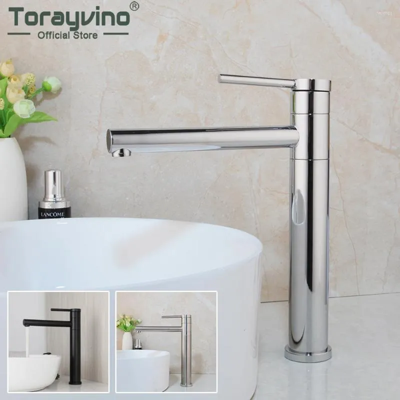 Banyo lavabo muslukları torayvino krom musluğu 360 döner washbaisn mikser musluk siyah / fırçalanmış nikel akışı sprey tezgah üst soğuk