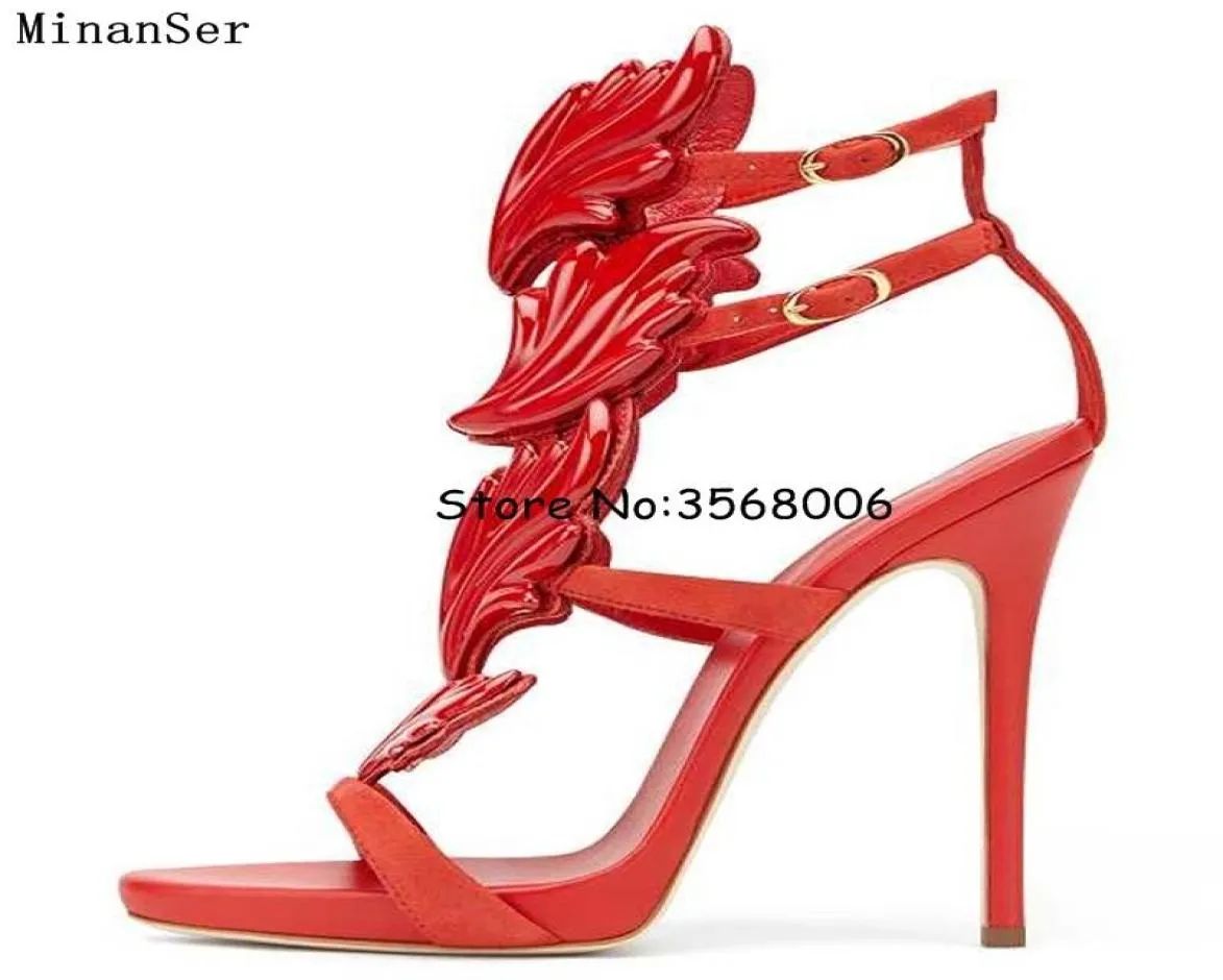 Angel Wing Lady Stiletto High Heels Sandals Chaussures Open Toe Sexy Backle Strap Style Femme Thin Fime Pumps2082307