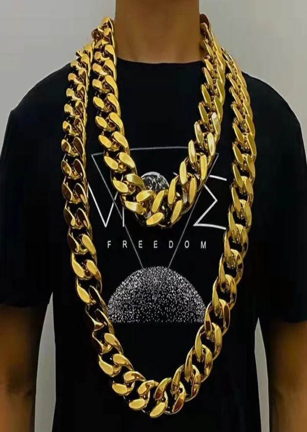 Chains Width 35mm 45mm Personality Large Chain Thick Gold Necklace Men Domineering Hip Hop Goth Halloween Treasure Riche Jewelry G1961351