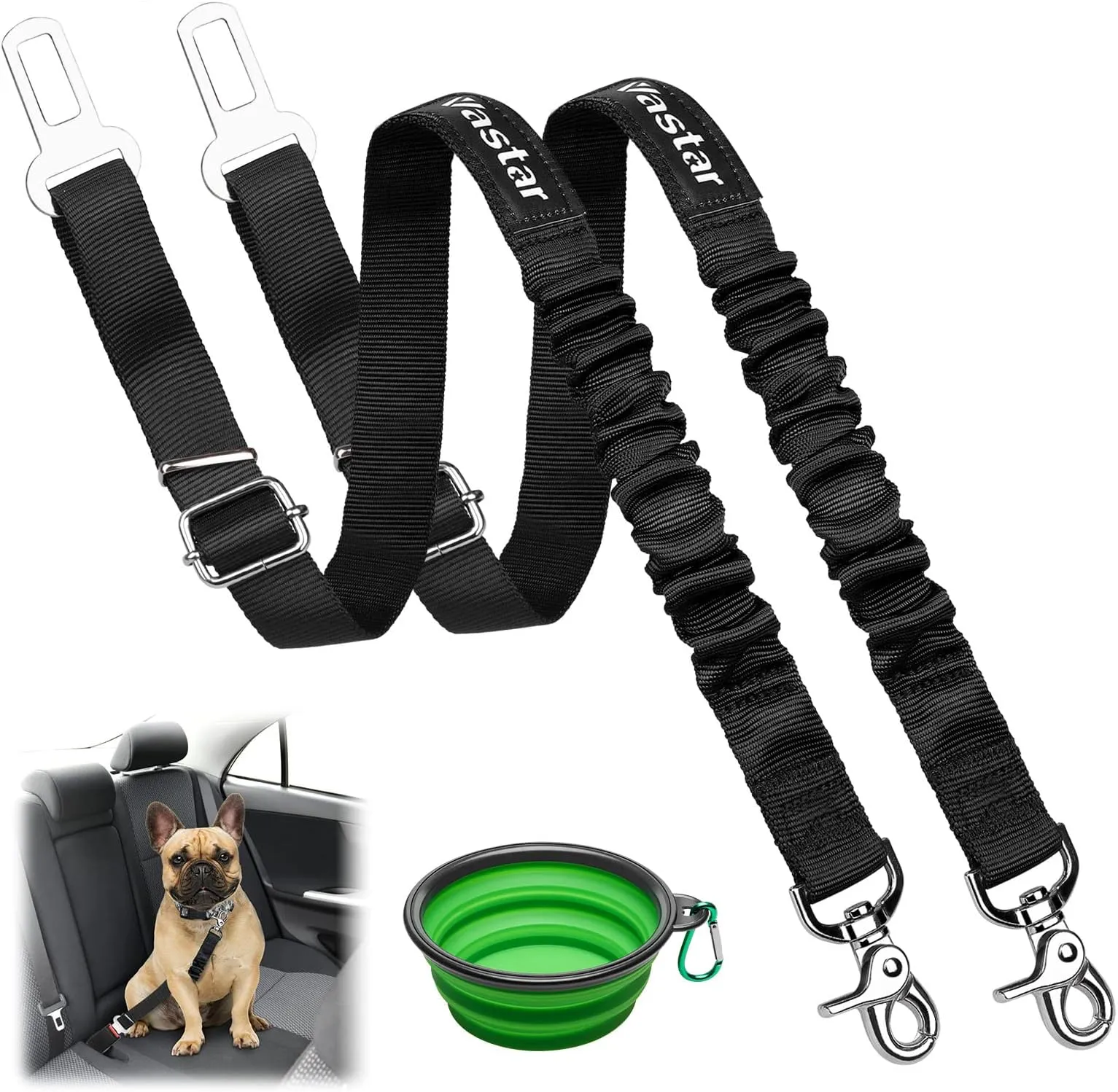 Vastar Dog Seat Belts Adjustable 21 31 Dog Car Harness Straps With Elastic  Bungee Buffer, Heavy Duty Nylon & Zinc Alloy, Universal Clip, And Foldable  Bowl From Phgate, $7.8 | DHgate.Com