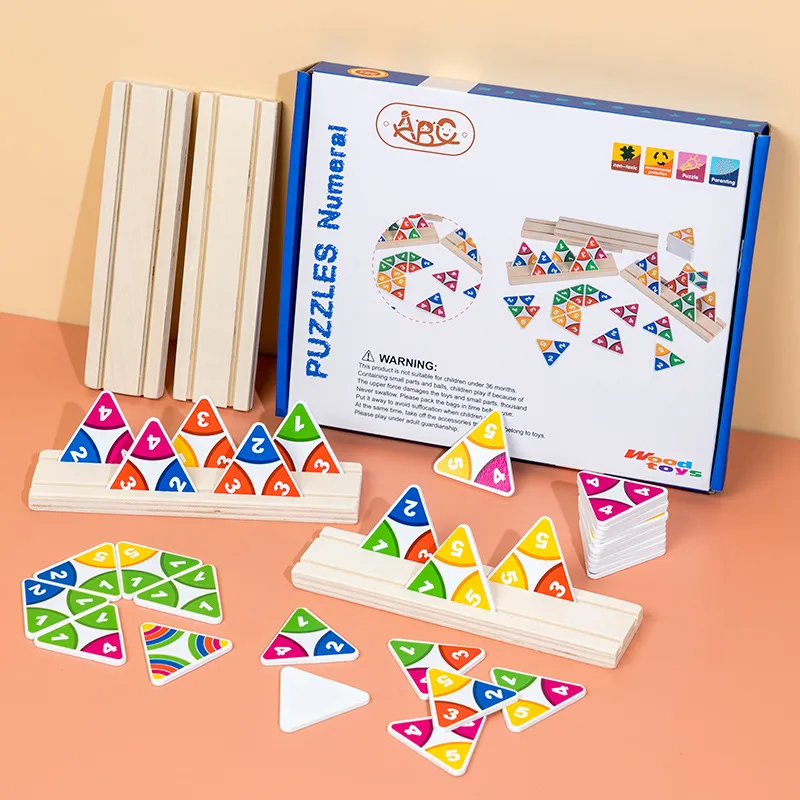 Driehoekige bord kleurrijk nummer puzzel puzzel vroege educatieve ouder-kind interactieve speelgoed deskpuzzel