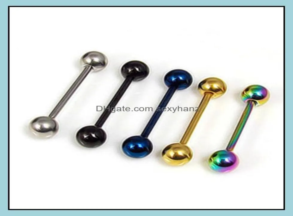 Bijoux de corps de la langue 316L Piercing en acier inoxydable pour les femmes Barbell Piercings de balle métallique brillants mignon dzrse9332666