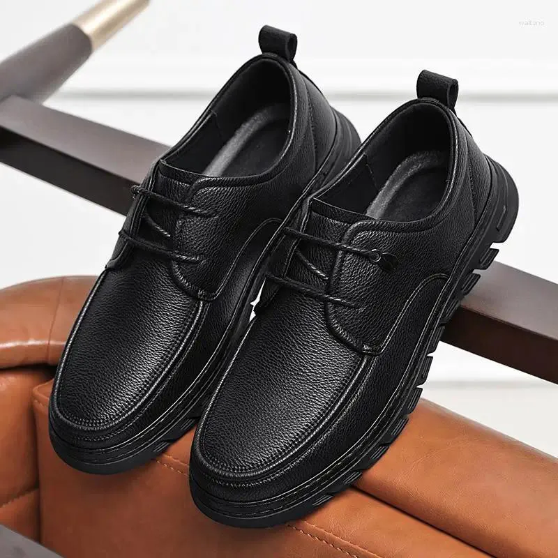 Ubierz buty All Black Chef Men Business Casual Classic Kitchen Work Board skóra dla mężczyzn