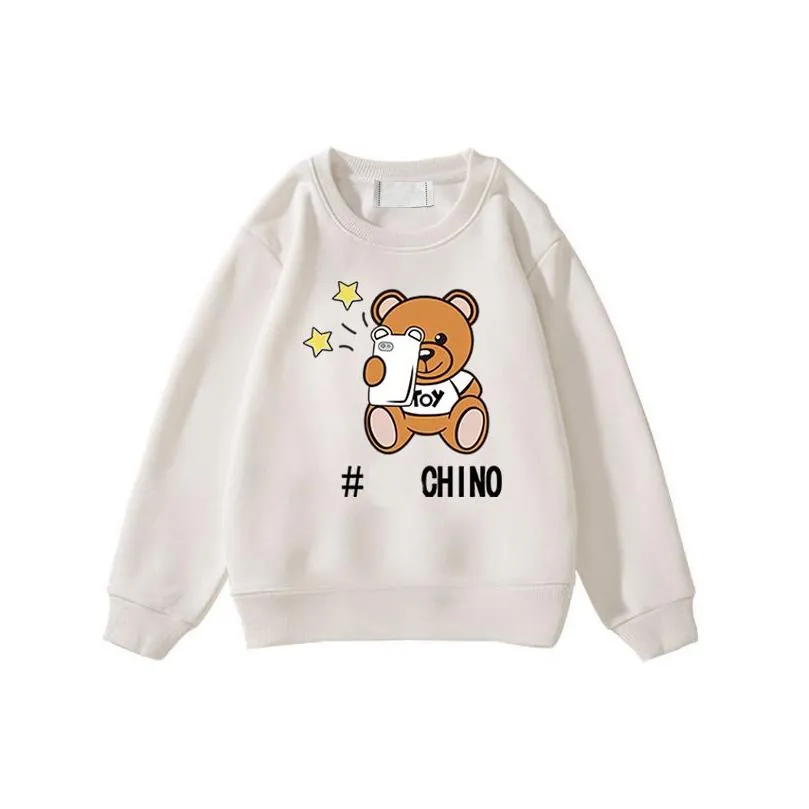 Felpe con cappuccio di felpe con designer Mos Bear Siger per bambini Festa per bambini Spaccature per neonati di lusso Plover Spring Abiti da ragazzi Ragazze Round Otyle