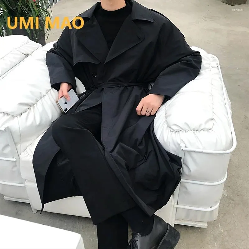 Damesgeul Lagen umi mao yamamoto donkere jas herfst hoogwaardige Koreaanse stijl middele lengte windjack jas paar y2k