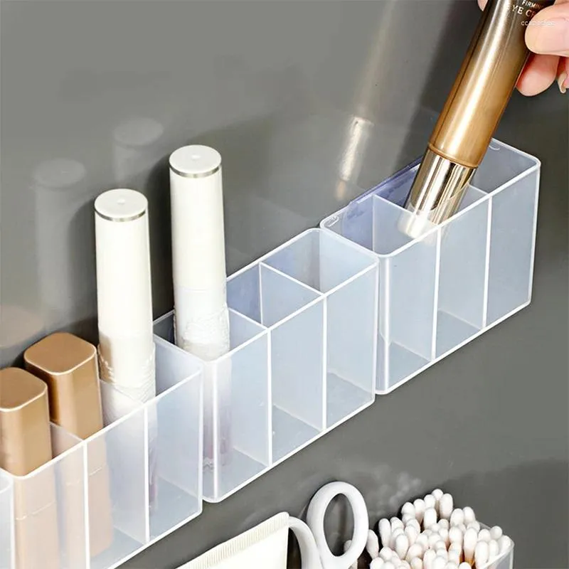 Förvaringslådor 3 rutnät Rensa plastpunch gratis makeup borste läppstift multifunktionella lådor containerprydnader