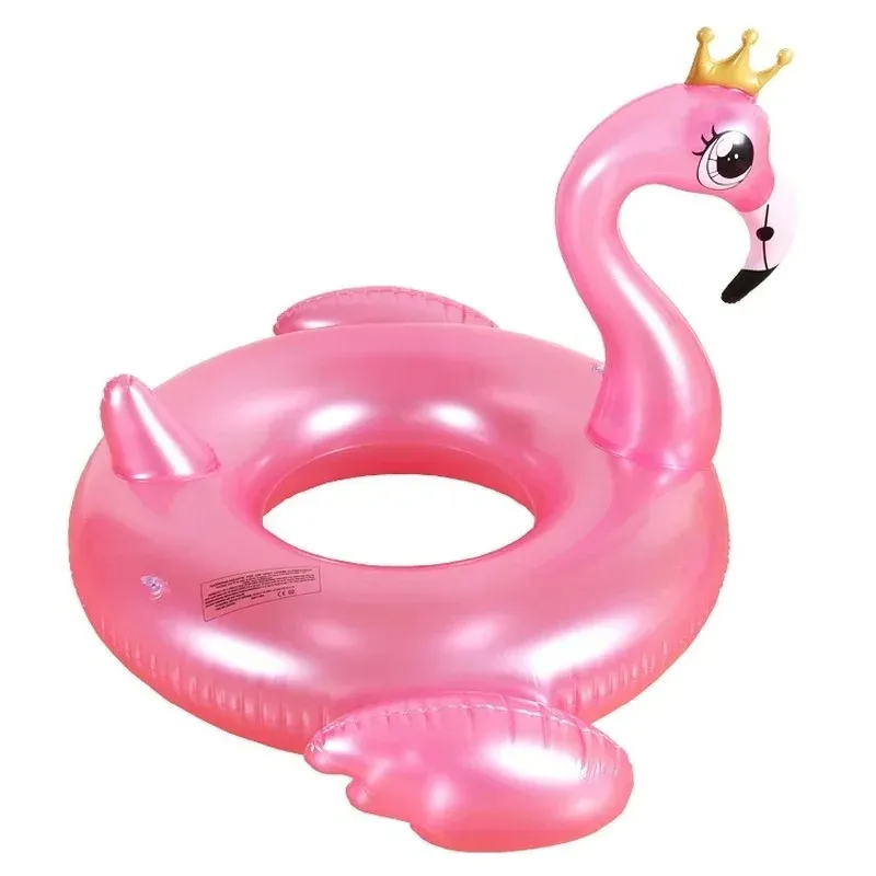 Swimming In Summer 130/90cm Inflatable Flamingo Swimming Ring Golden Crown PVC Super-large Riding Buoy Swimming Ring Water Toy