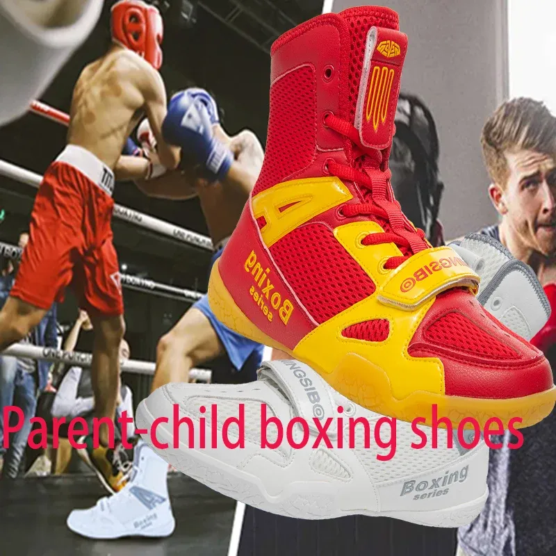 ブーツ新しい特大の子供の親子ボクシングシューズ、レスリングシューズ、軽量、通気性、非スリッププロのボクシングSH