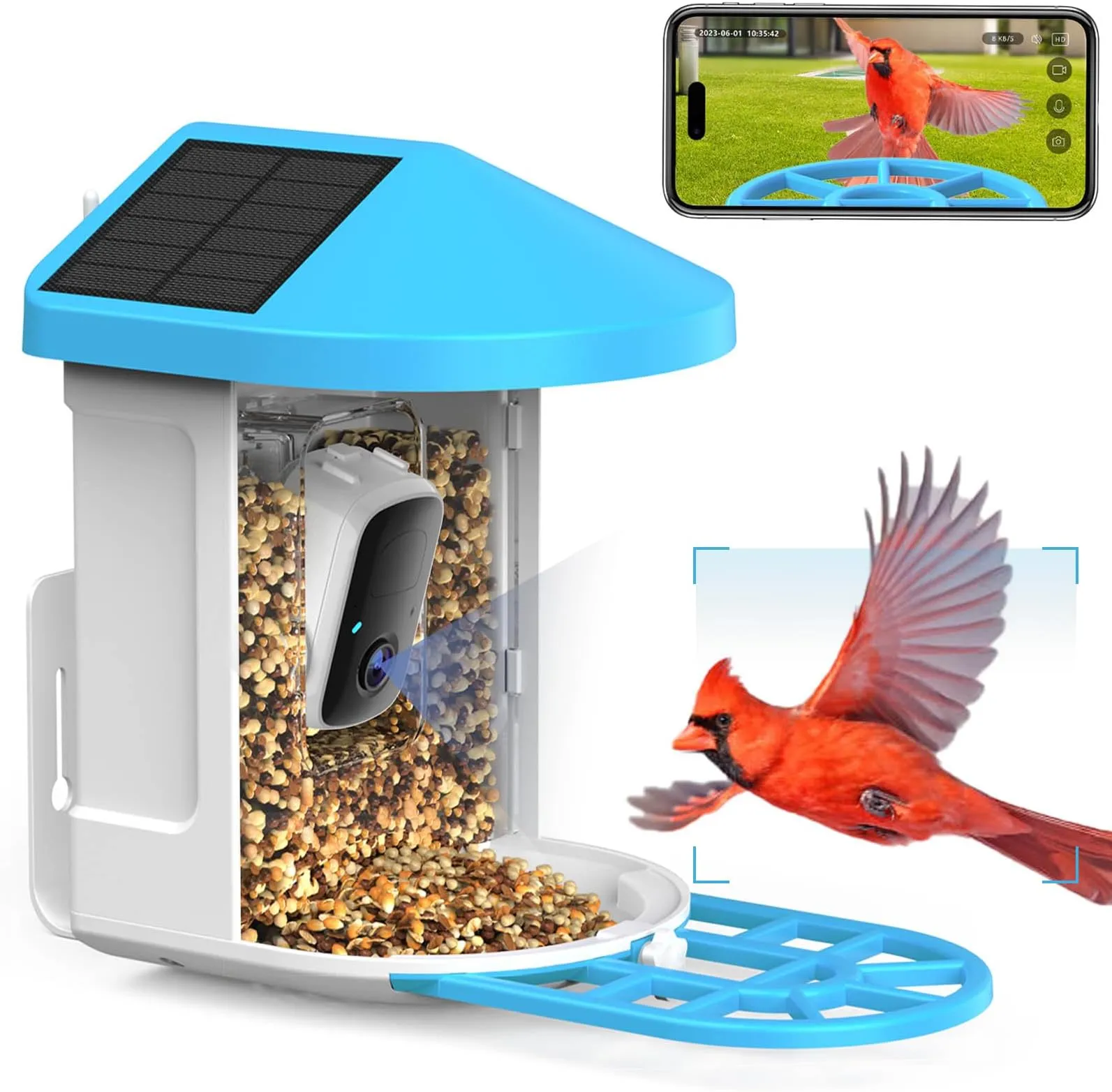 Faroro Smart Bird Feeder With Camera Solar Powered, 1080P HD Bird
