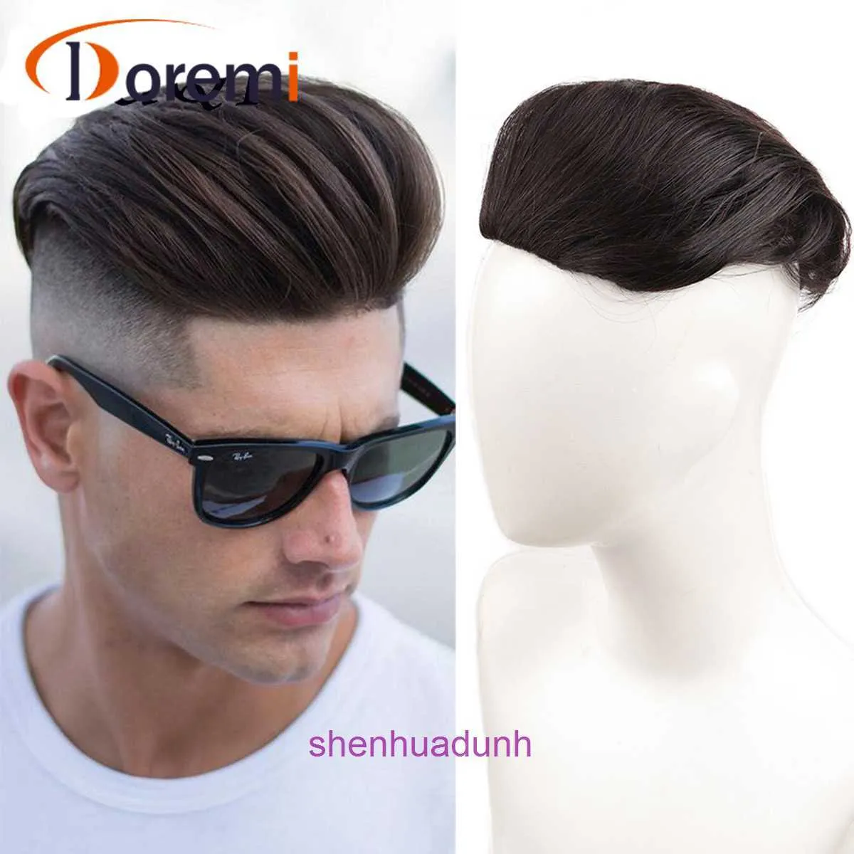 Perücke Stück für Männer drei Kartenstil echte Hair Patch Perücke 18 * 16 cm atmungsaktives inneres Mesh