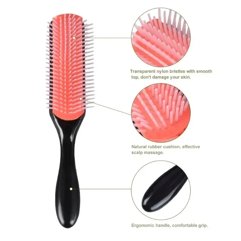 9-rijen ontwarrende haarborstel Detangler Hairbush hoofdhuid Massager recht krullend nat haar kam Haarstylinggereedschap Kapper kam