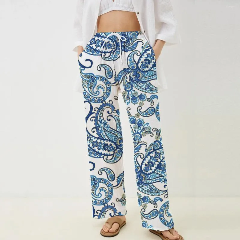 Pantaloni da donna 2024 Fashion 3D Digital Printing Acharew Flower Beach Home Dance Dance Bamboo Cotton Shin