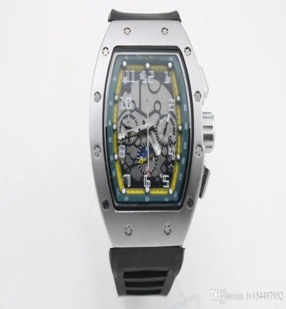 Wysokiej jakości mężczyzna 011 Zegarek gumowy srebrny obudowa 6 igła automatyczna maszyny zegarek1617381