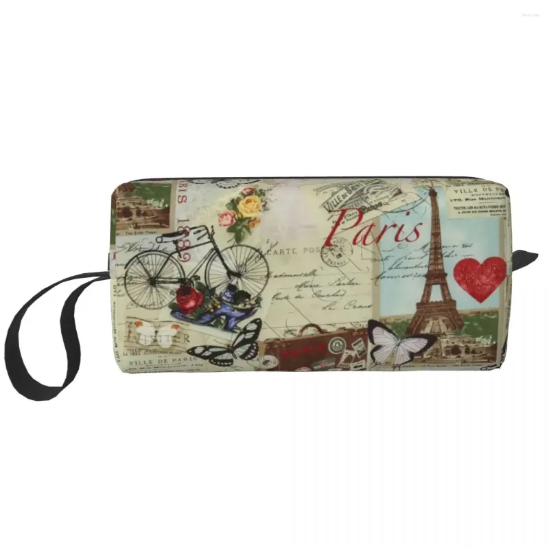 Storage Bags France Paris Eiffel Tower Makeup Bag For Women Travel Cosmetic Organizer Cute Toiletry