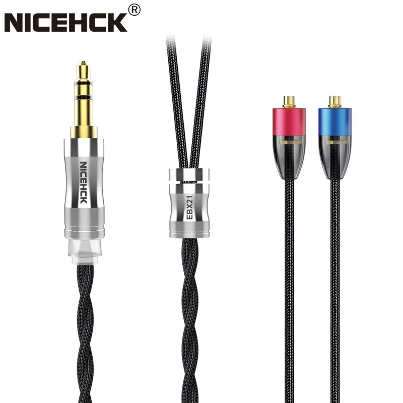 الملحقات NICEHCK EBX21 مخصص HIFI كابل سماعات الأذن الفضية مطلي النحاس النحاس السلك القياسي 3.5/2.5/4.4 مم قابس متوازن لـ LZ A7