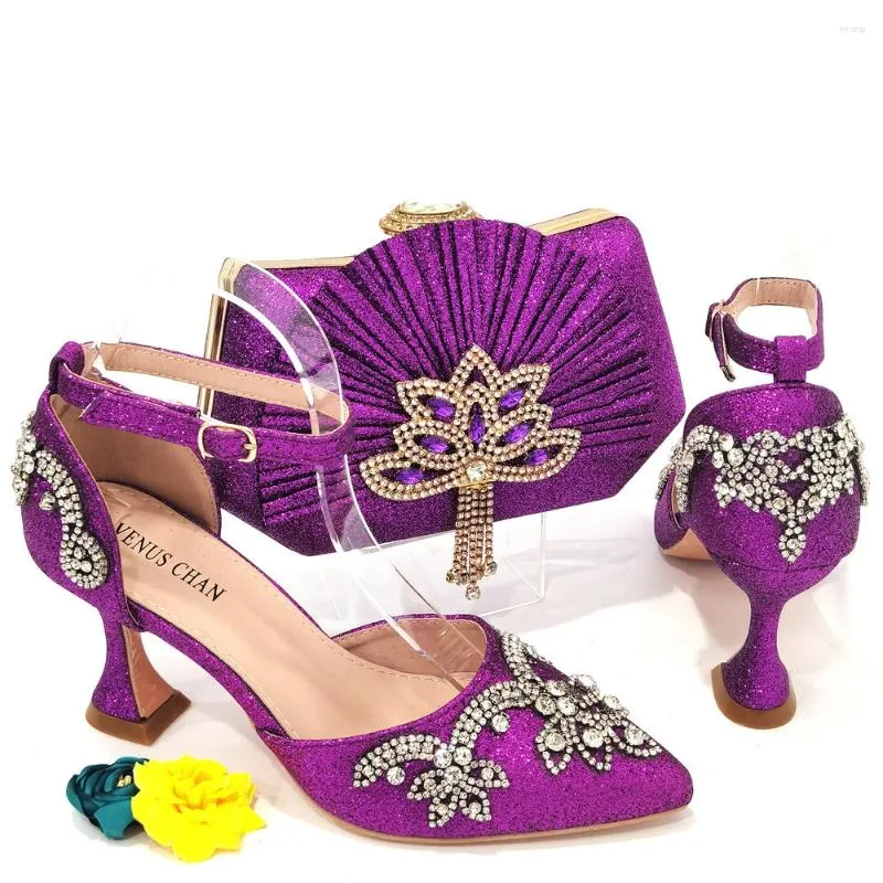 Scarpe vestiti Doershow italiano con borse abbinate Set Italia Africane Women's Party and Bag Set Scarpe da donna di colore viola!SSD1-17