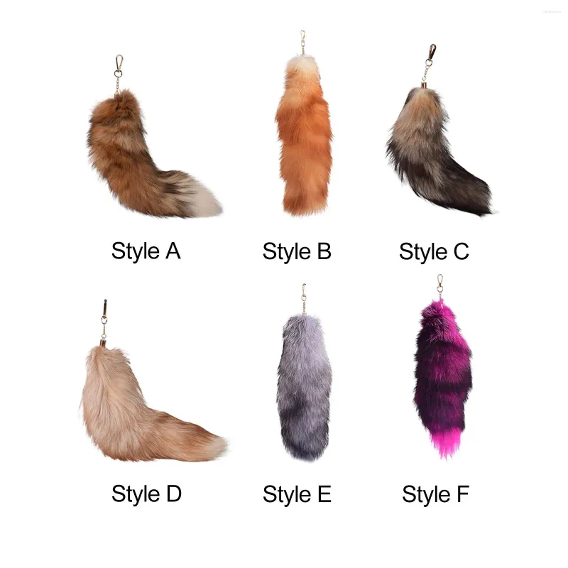 Keychains Faux Fur Keychain Backpack Charm Handcraft Decor 40cm Long Hanger Fashionable Cosplay Women Keyring For Party Costume Car