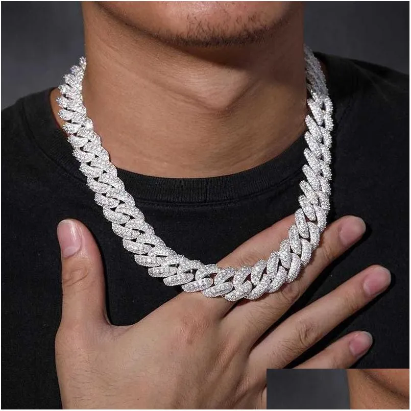 DHgate 16mm Moissanite Diamond Iced Out Cuban Link Chain Necklace Jewelry